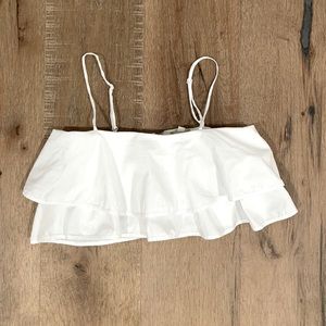 Dressy Cropped White Ruffled Top